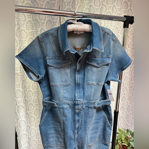 Anthropologie Fit For Success Utility Jumpsuit Medium Wash Denim Size Plus 6 NWT